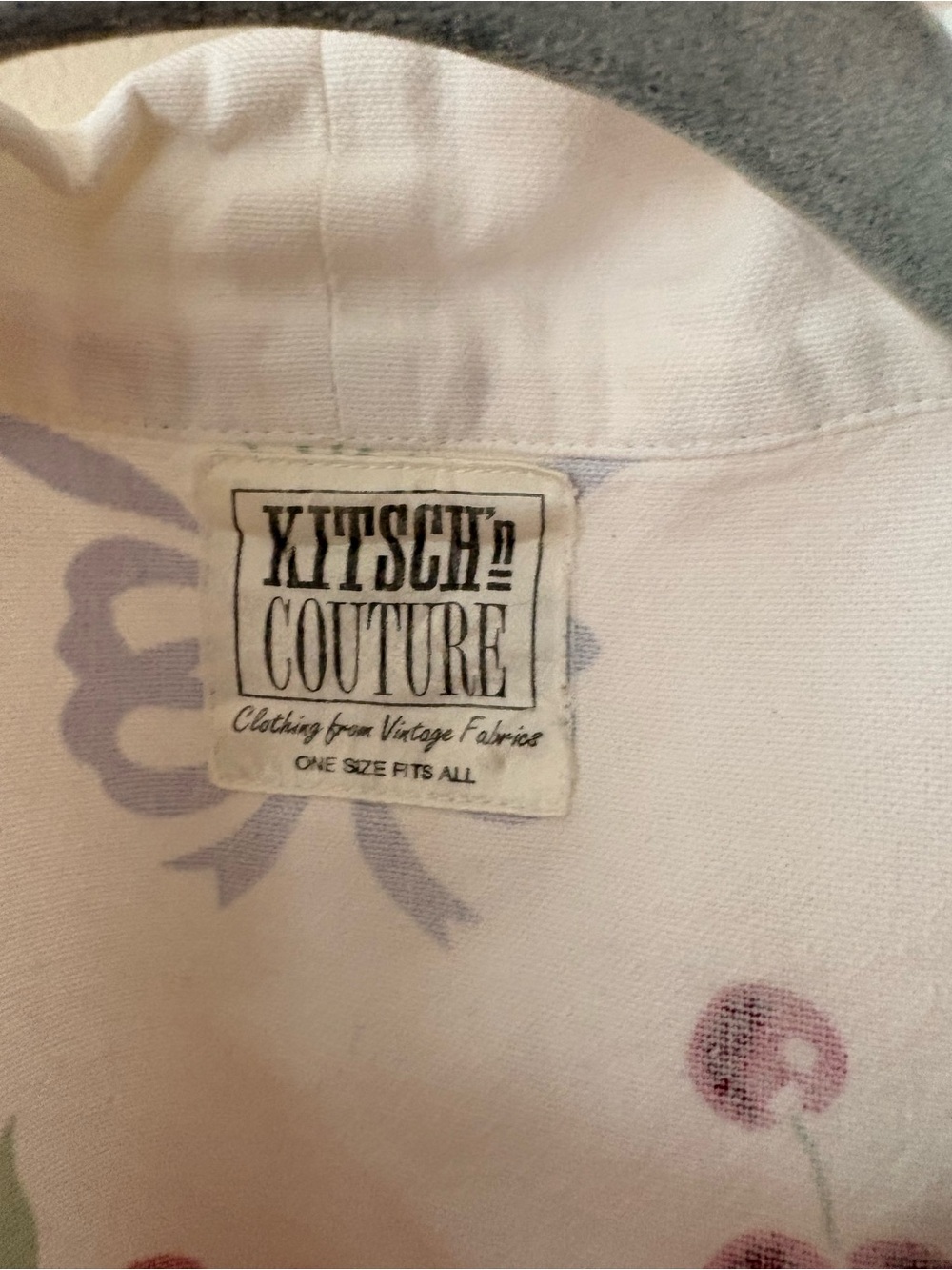 Vintage Linen Table Cloth Cotton Robe - Upcycled vintage linen cherry robe - Picture 2 of 8